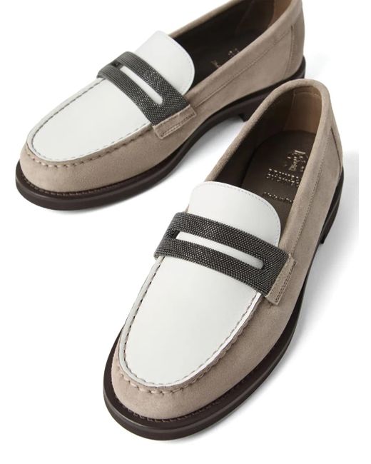 Brunello Cucinelli Gray Suede Loafers For