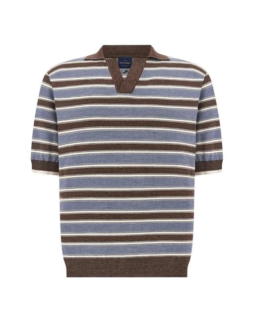 Paul & Shark Gray Striped-Knit Polo Shirt for men