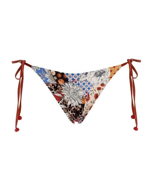 Agua Bendita White Bas De Bikini À Imprimé Patchwork