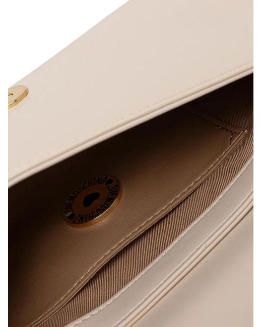 Love Moschino Natural Kleine Schultertasche mit Logo-Schild
