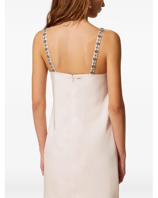 Twinset White Crystal-Embellishment Mini Dress
