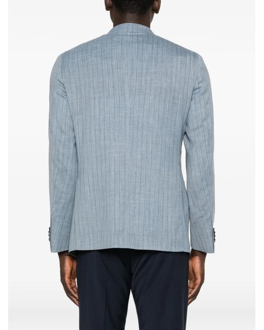 Caruso Blue Aida Pinstripe Double-Breasted Blazer for men