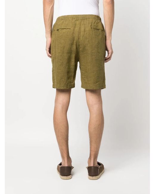 Massimo Alba Green Drawstring Linen Shorts for men