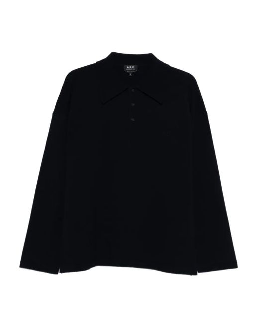 A.P.C. Langärmeliges Poloshirt in Black für Herren
