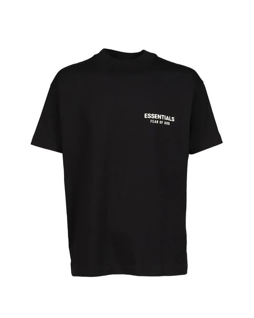 Essentials Black Logo-Embroidered Classic-Fit T-Shirt for men