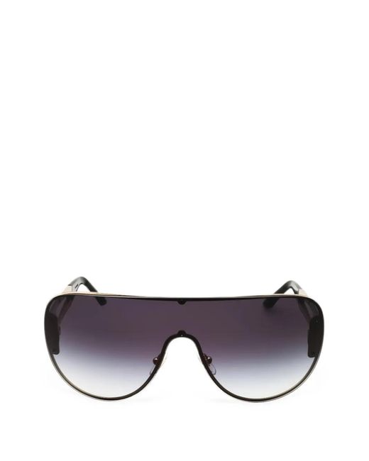 Versace Purple Medusa-Embellishment Shield-Frame Sunglasses