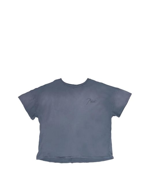 Rhude Blue Reverse Logo-Embroidered T-Shirt for men