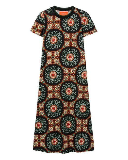 LaDoubleJ Black Sporty Swing Short-Sleeve Midi Dress