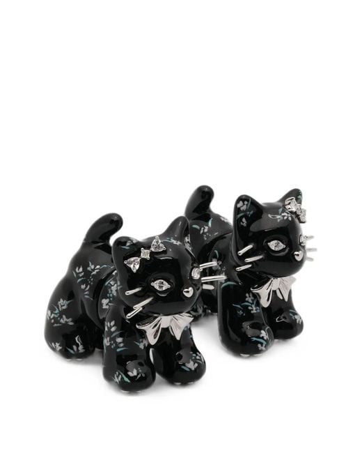 YVMIN Black Boucles D'Oreilles Split Kitten Serties De Cristaux
