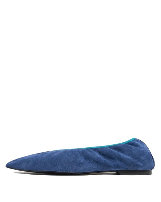 Bimba Y Lola Blue Suede Pointed-Toe Ballet Flats