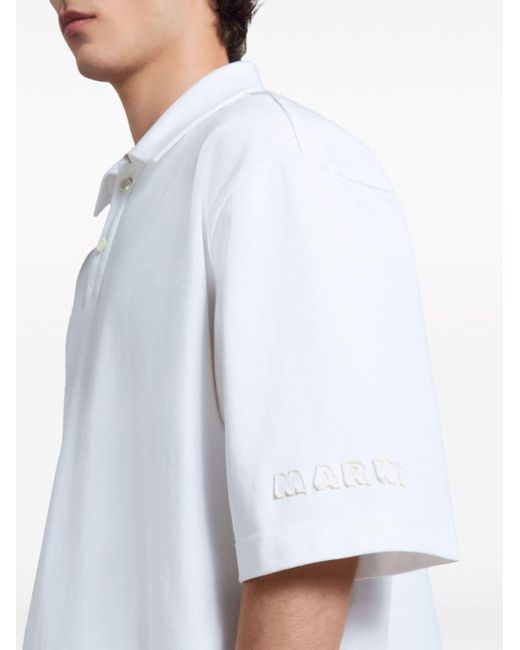 Marni Poloshirt Met Logopatch in het White voor heren