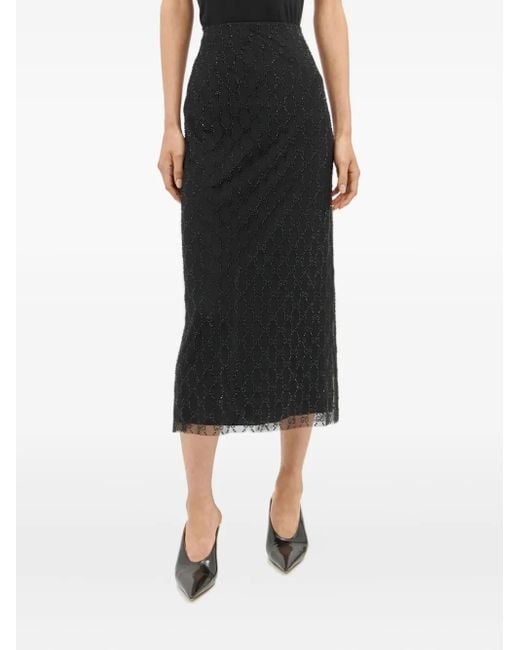 Gucci Black Gg Beaded Tulle Skirt