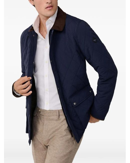 Hackett Blue Surchemise Matelassée À Col En Velours Côtelé for men