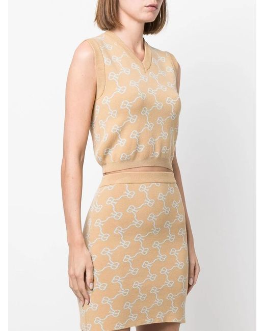 ROKH Natural Monogram Pattern Knitted Vest