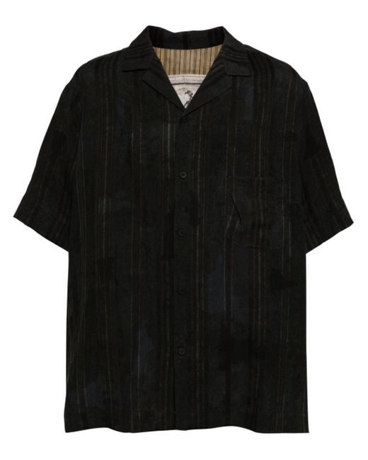 Ziggy Chen Gestreiftes Hemd aus Leinen in Black für Herren