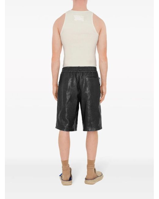Burberry Gray Grained-Effect Leather Shorts for men