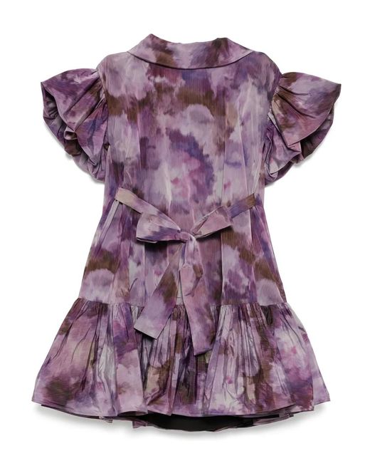 Amsale Purple Taffeta Trapeze Dress
