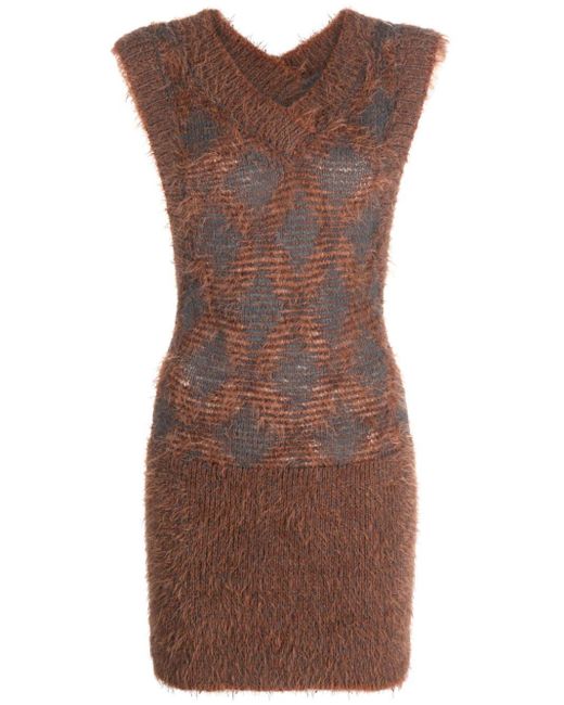 KNWLS Brown Pogona Knitted Minidress