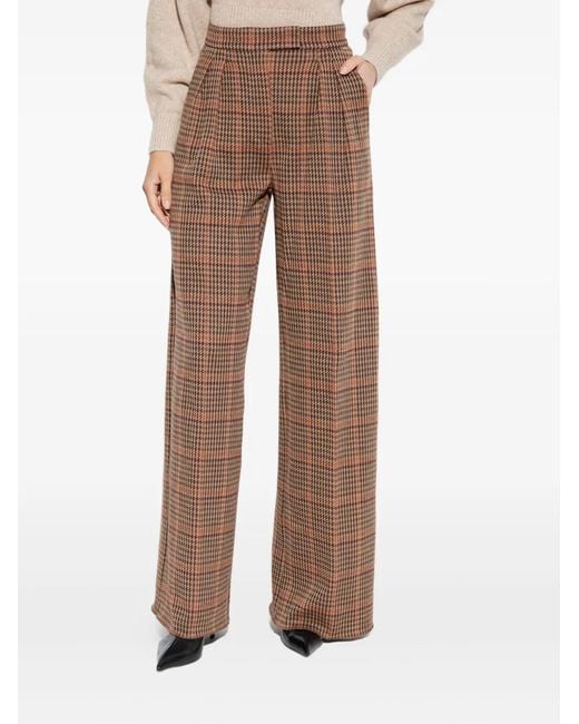 Max Mara Brown Plaid-Pattern Trousers