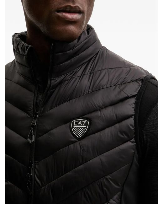 EA7 Black Quilted Gilet for men