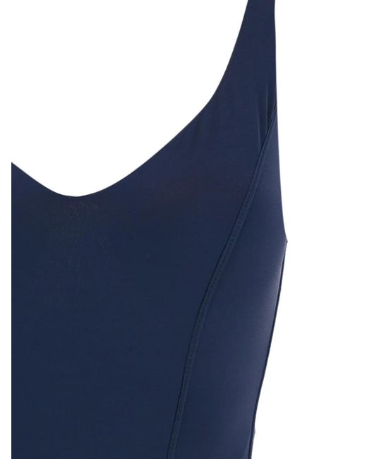 Amir Slama Blue V-Neck Open-Back Swimsuit