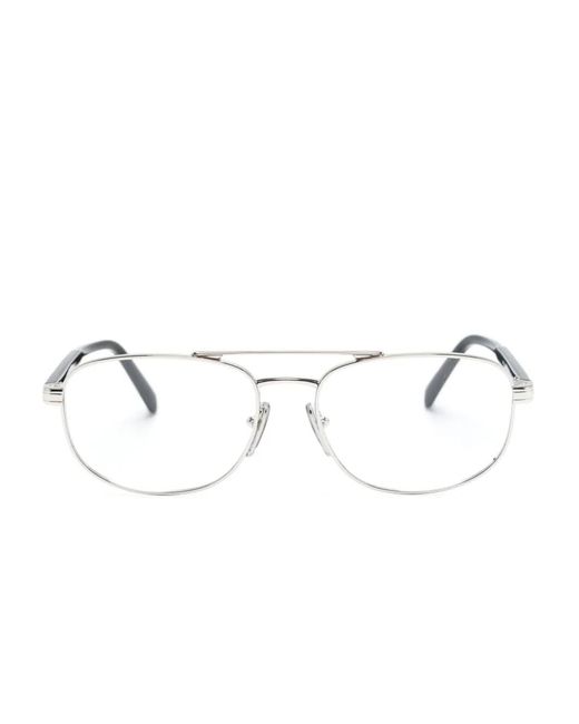 Prada Natural Logo-Print Aviator-Frame Glasses for men