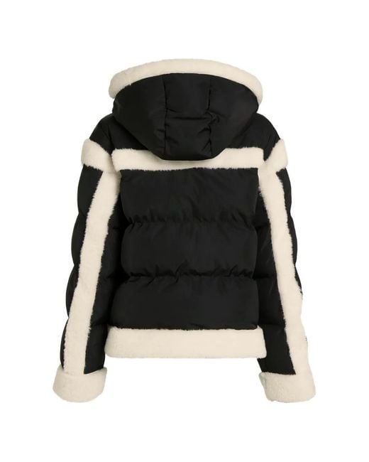 Karl Lagerfeld Black Faux-Shearling Puffer Jacket