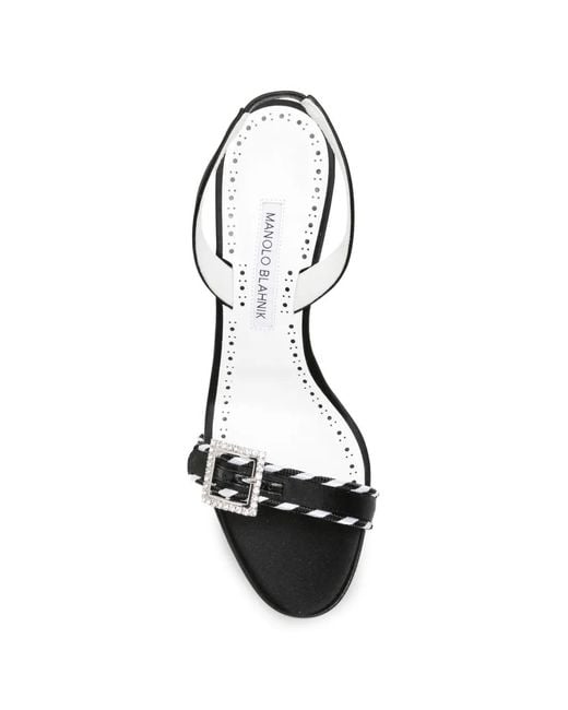 Manolo Blahnik White Sumbasan Slingback Sandals