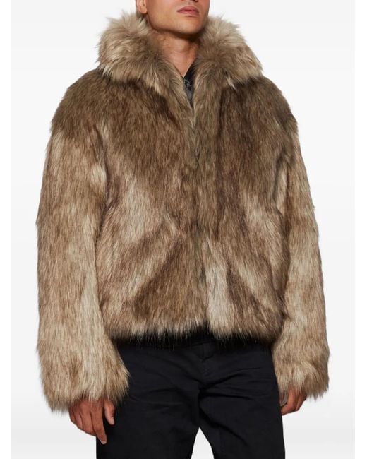 M I S B H V Brown Bianca Faux Fur Jacket for men