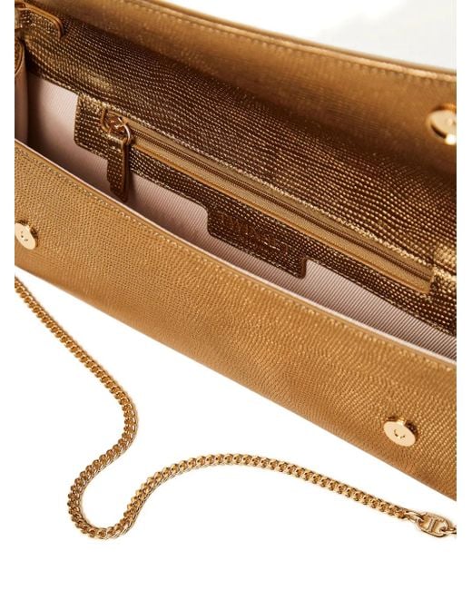 Twinset Brown Snakeskin-Effect Chain Shoulder Bag