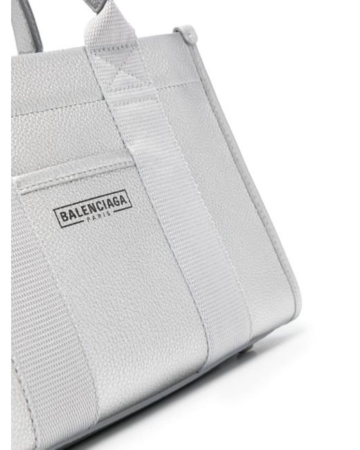 Balenciaga Gray Logo-print Leather Tote Bag