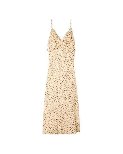casual chiffon maxi dress HAPPY CLOTHING A-LINE CUFF SLEEVED CHIFFON MAXI DRESS IN BEIGE