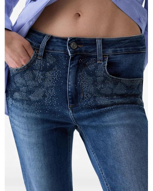 Liu Jo Blue Bootcut Jeans With Rhinestones