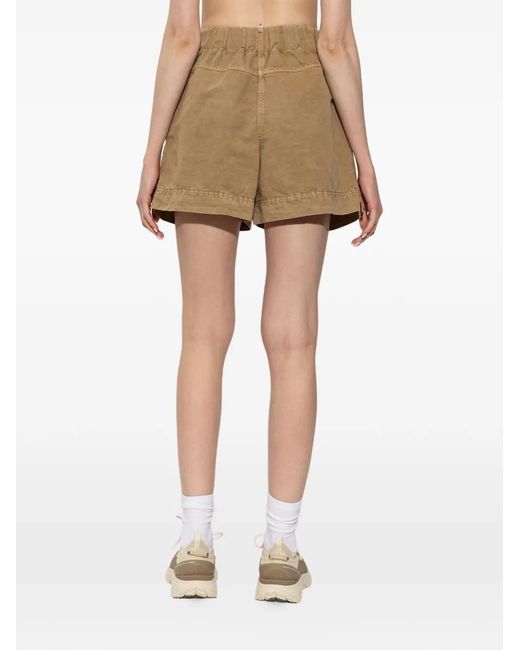 Moncler Natural Short Plissé À Patch Logo