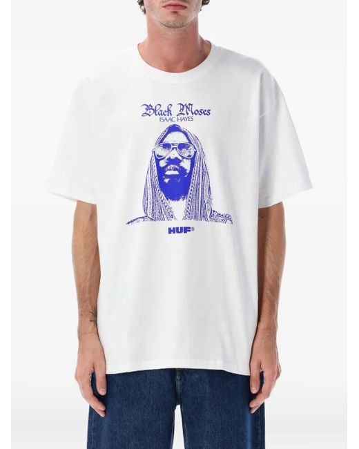 Huf White X Isaac Hayes Graphic T-Shirt for men