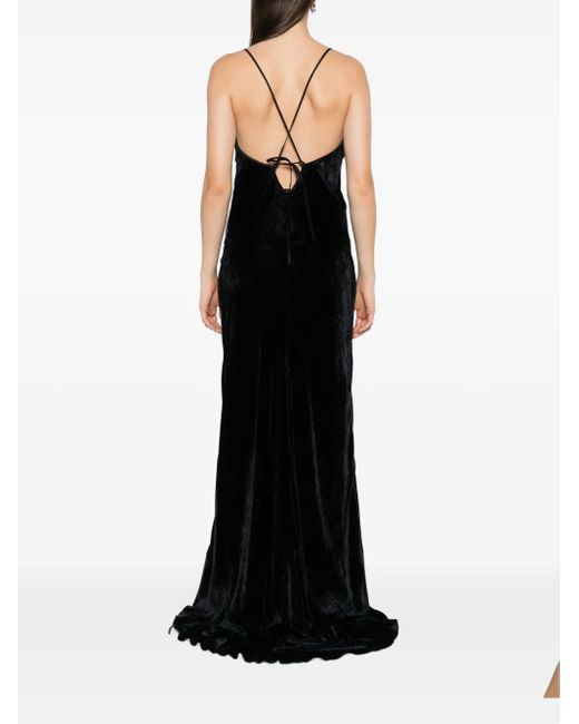 Forte_forte Black Embroidered Velvet Dress