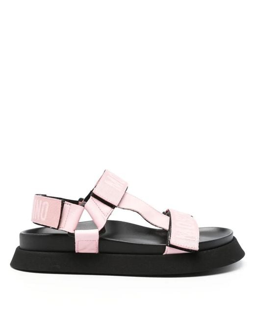 Moschino Black Logo-Tape Sandals