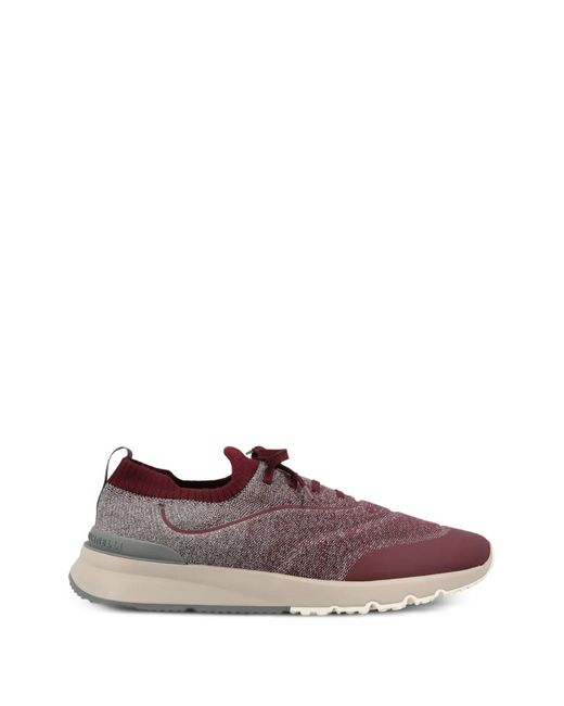 Brunello Cucinelli Brown Knitted Lace-Up Sneakers for men
