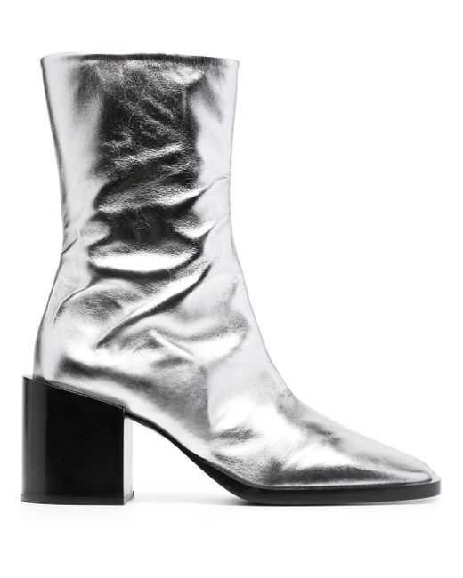 Jil Sander 75mm Square-toe Boots in White | Lyst