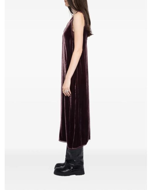 Zadig & Voltaire Purple Lace-Insert Midi Dress