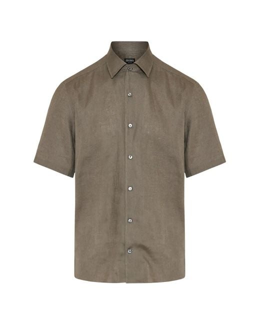 Zegna Gray Button-Up Shirt for men