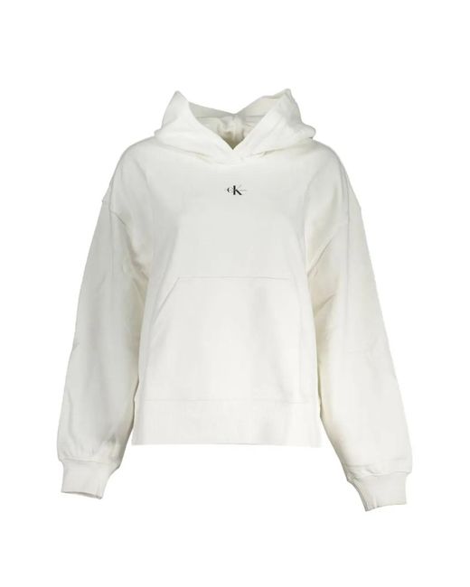 Calvin Klein White Logo-Print Hoodie