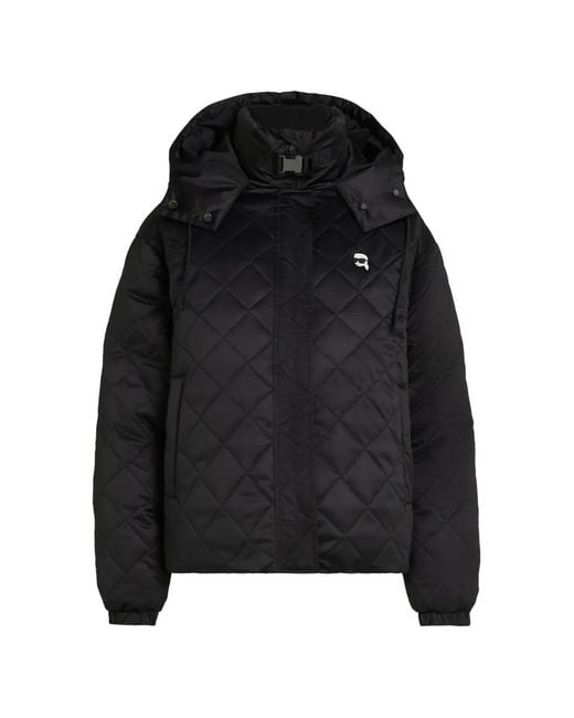 Karl Lagerfeld Black Ikon Quilted Puffer Jacket