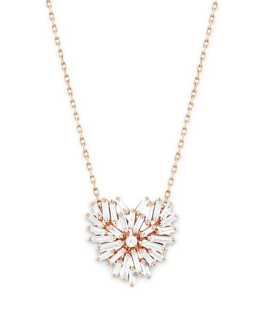 Suzanne Kalan White Heart-Motif Diamond Necklace