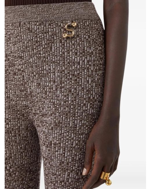Sportmax Gray Logo-Plaque Flared Trousers