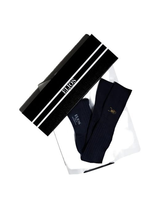 Elios Milano Blue Scorpion-Embroidered Ribbed Socks for men
