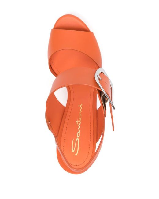 Santoni Orange 105mm Block-heel Sandals