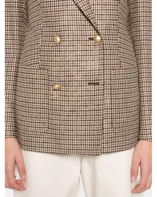 Tagliatore Brown Double-Breasted Check Jacket
