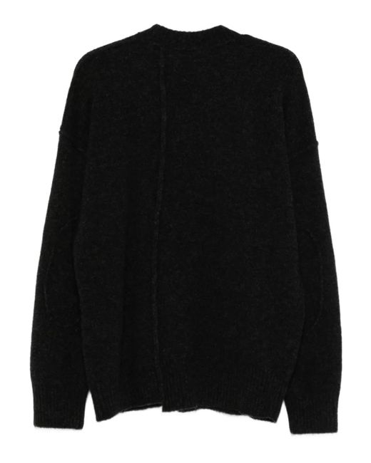 Isabel Benenato Black Asymmetric-Seam Wool Sweater for men