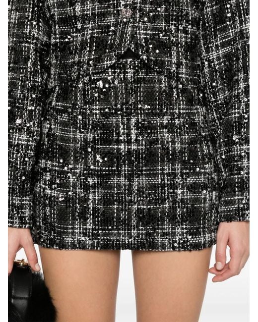ROTATE BIRGER CHRISTENSEN Black Sequined Boucle Miniskirt